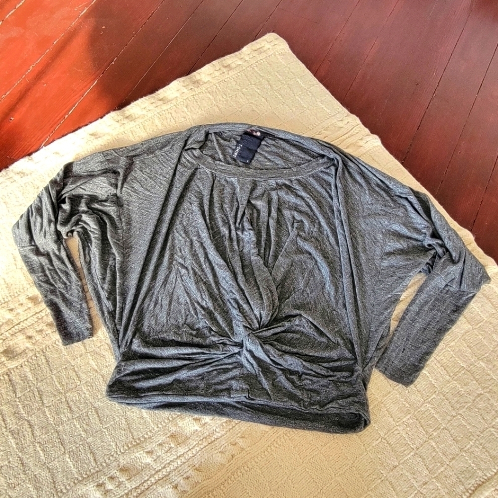 Dolan West Coast T-shirt Stretch Rayon Jersey Knotted Detailing size S Gray